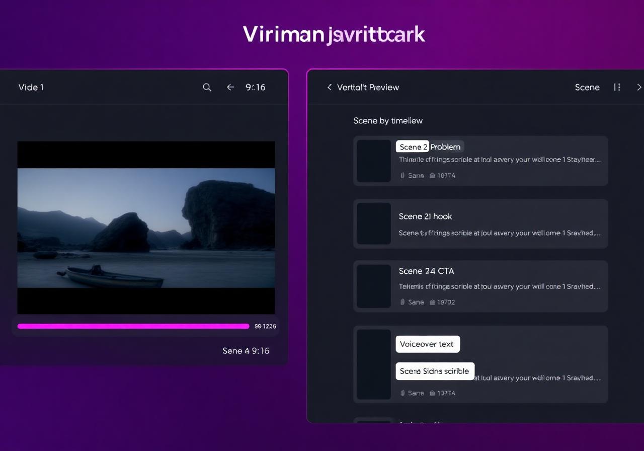 Mockup de roteiro de vídeo com timeline de cenas